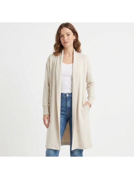 Old Navy Jackets & Blazers - Old Navy Women Beige Open Front Live-in French Terry Cardigan Duster Size M NEW